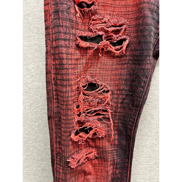 PRPS Distressed Ripped Button-up Jeans Red Black Size 40 (9-03m) - Picture 6 of 11